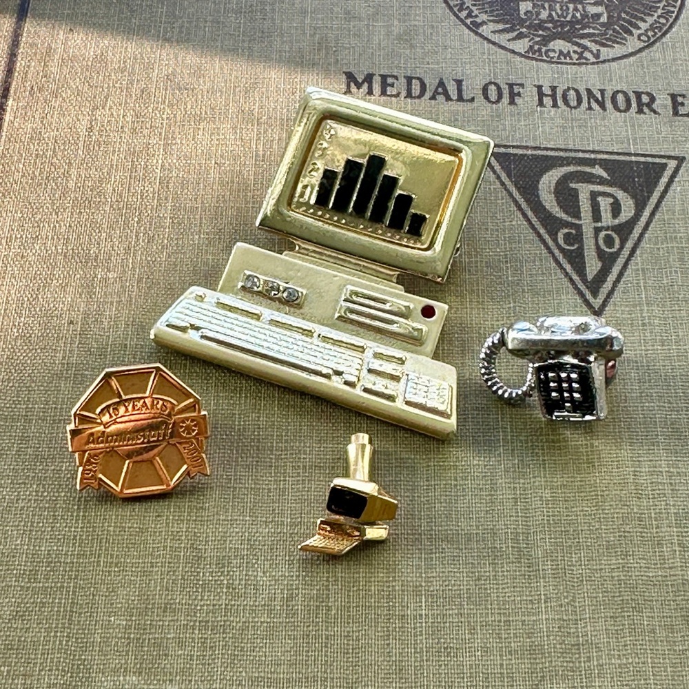 Lot of vintage office themed pins